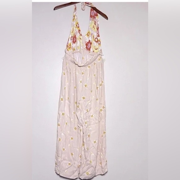 Free People Daisy & Dreams Floral Ankle Cropped Floral Halter Jumpsuit S - Picture 4 of 16